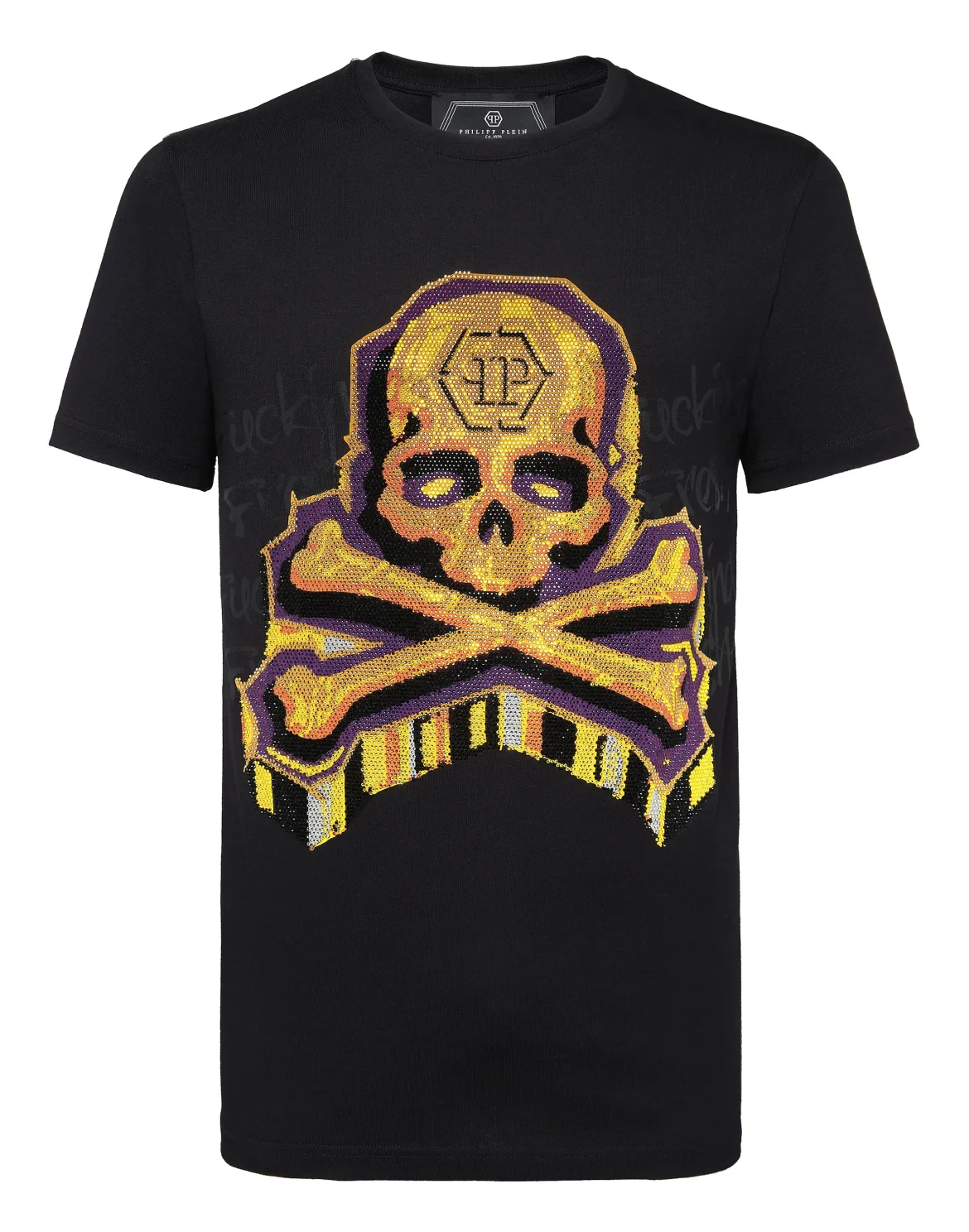 T-shirt Platinum Cut Round Neck Graffiti, цвет: Черный