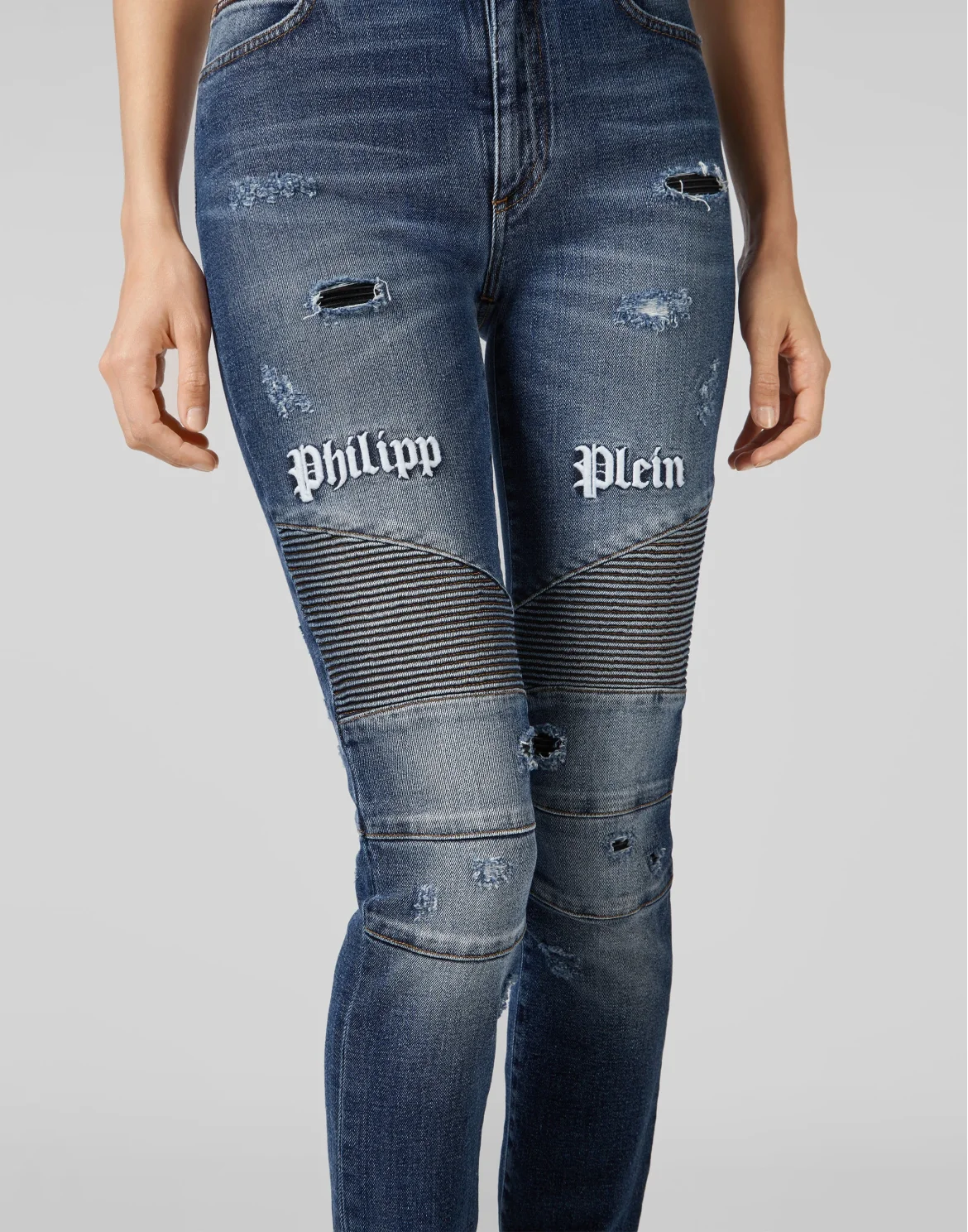 High Waist Biker Gothic Plein, цвет: Синий