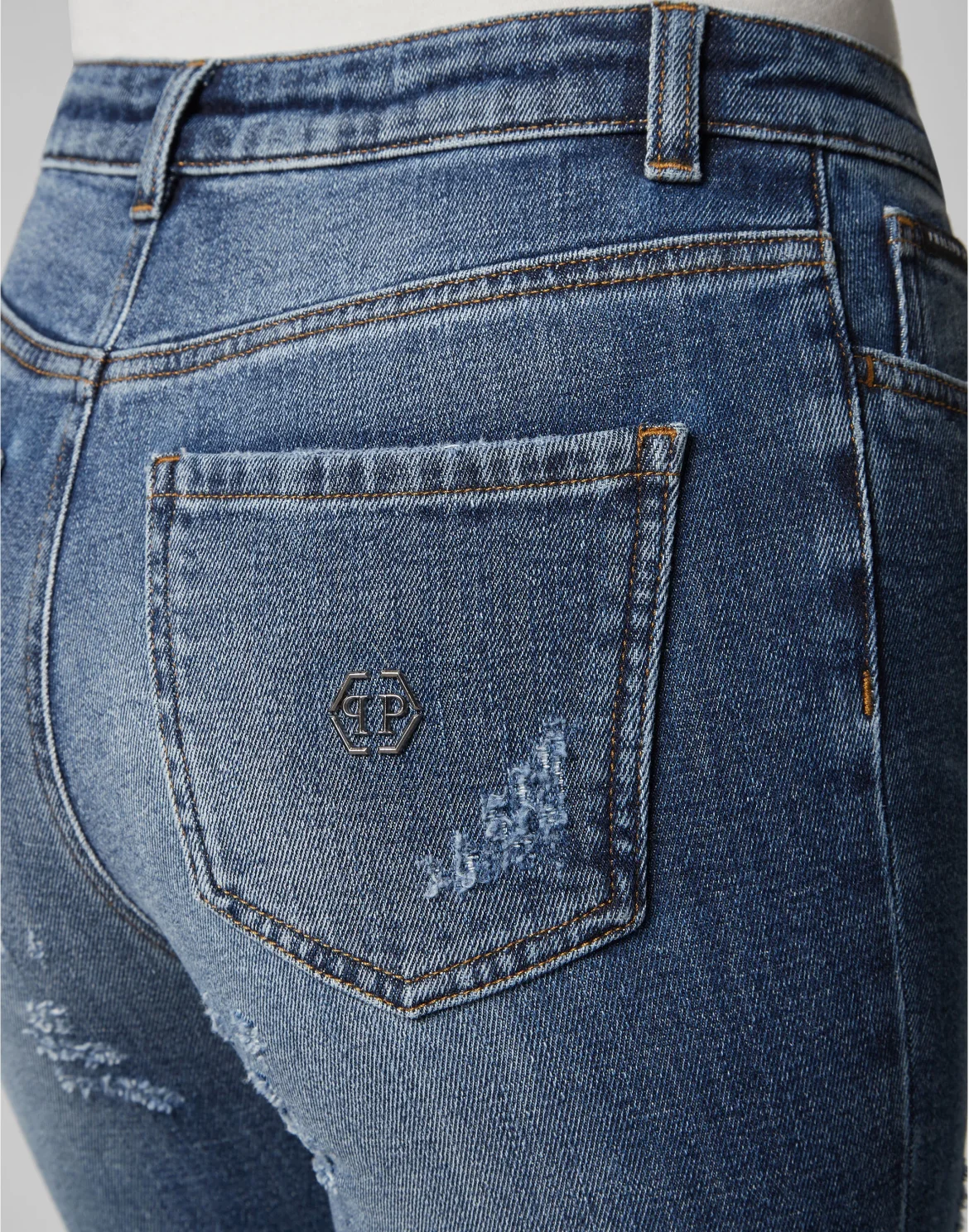 High Waist Biker Gothic Plein, цвет: Синий