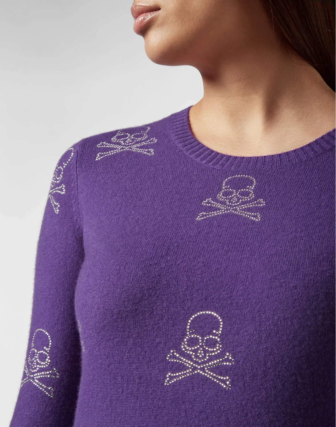 Pullover Round Neck LS Skull, цвет: Фиолетовый