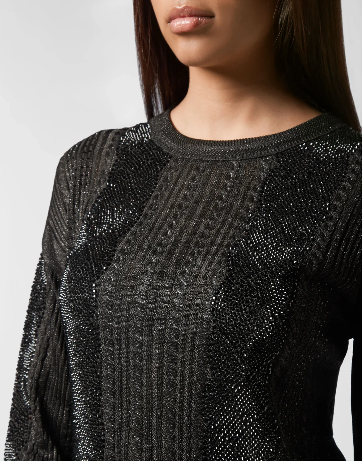 Pullover Round Neck LS Crystal, цвет: Черный