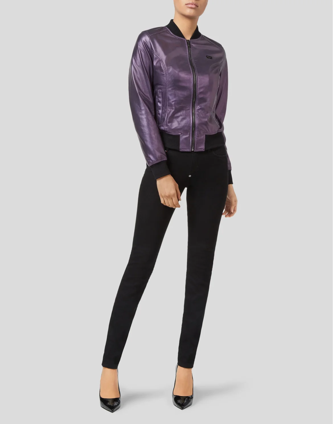 Leather Bomber Statement, цвет: Фиолетовый
