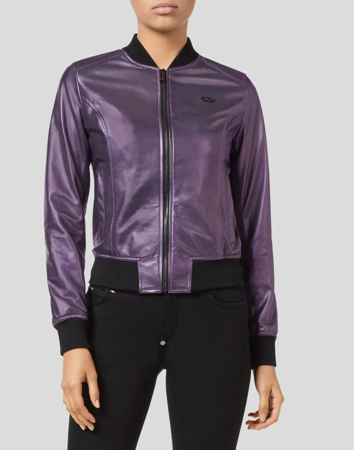 Leather Bomber Statement, цвет: Фиолетовый