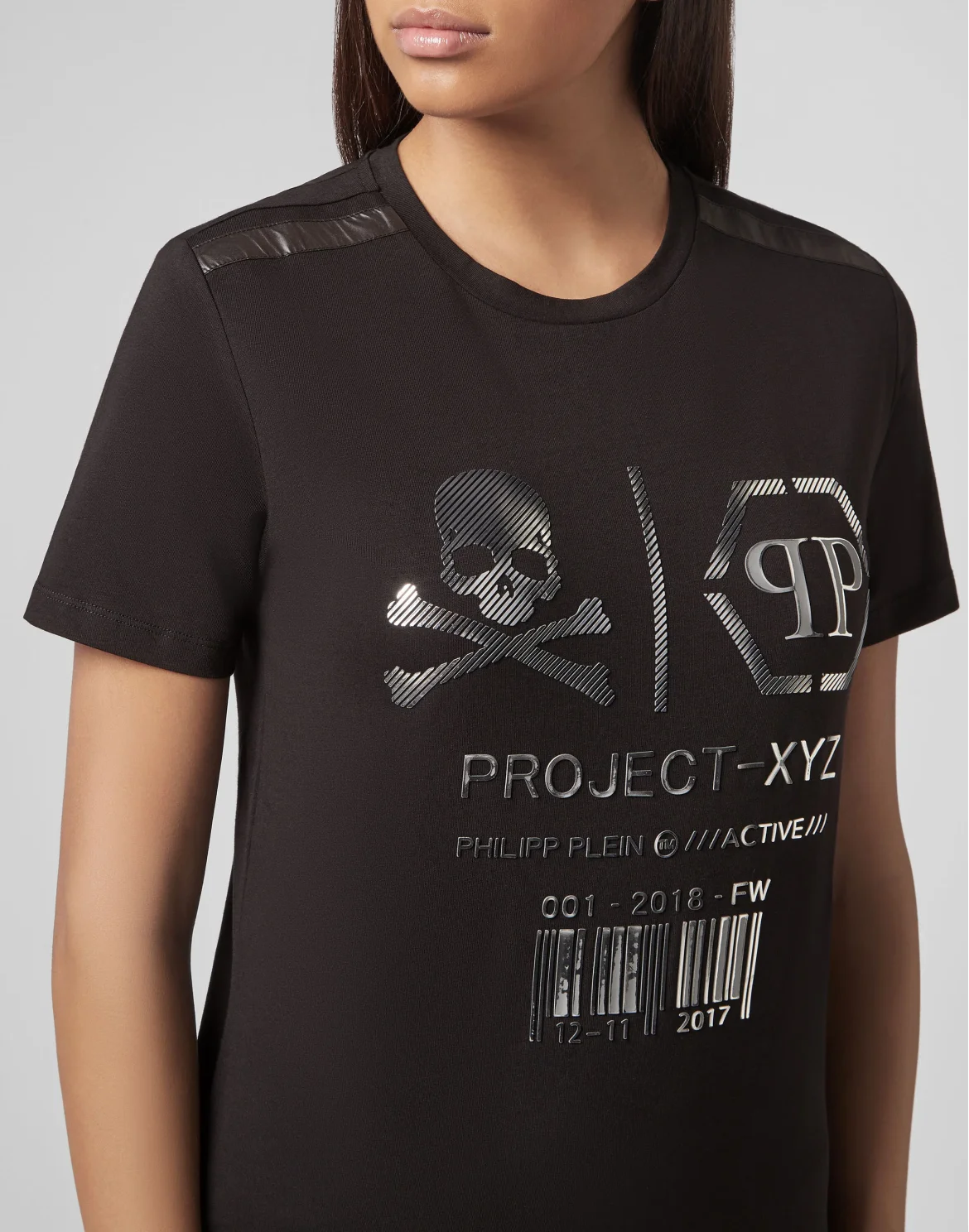 T-shirt Round Neck SS XYZ Skull and Plein, цвет: Черный