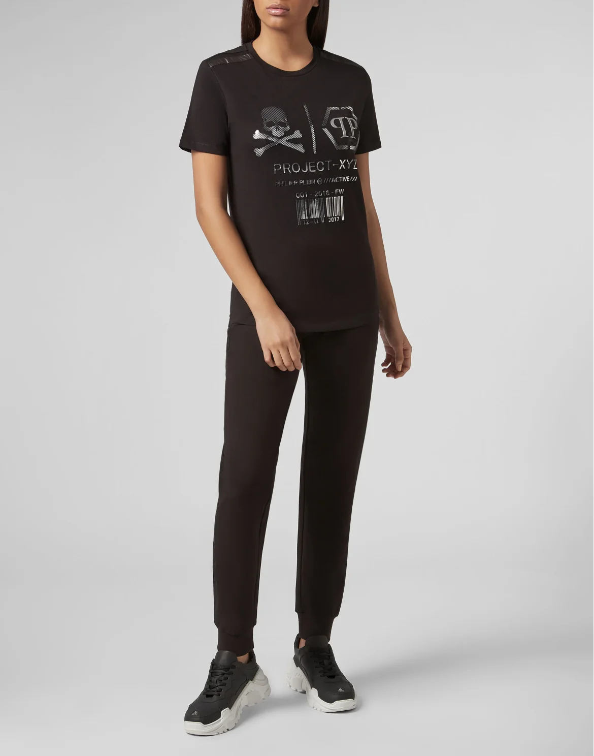 T-shirt Round Neck SS XYZ Skull and Plein, цвет: Черный