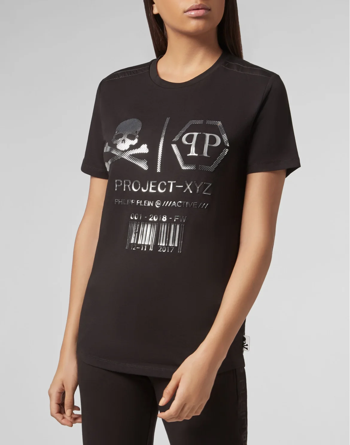 T-shirt Round Neck SS XYZ Skull and Plein, цвет: Черный