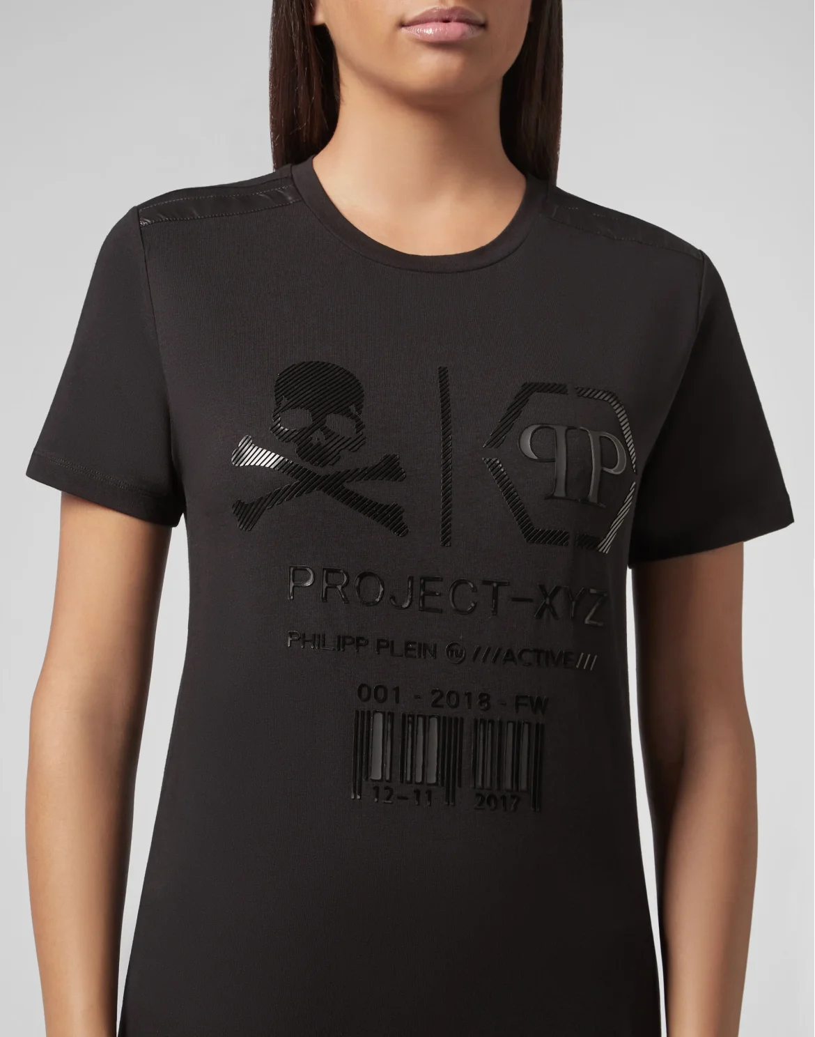 T-shirt Round Neck SS XYZ Skull and Plein, цвет: Черный