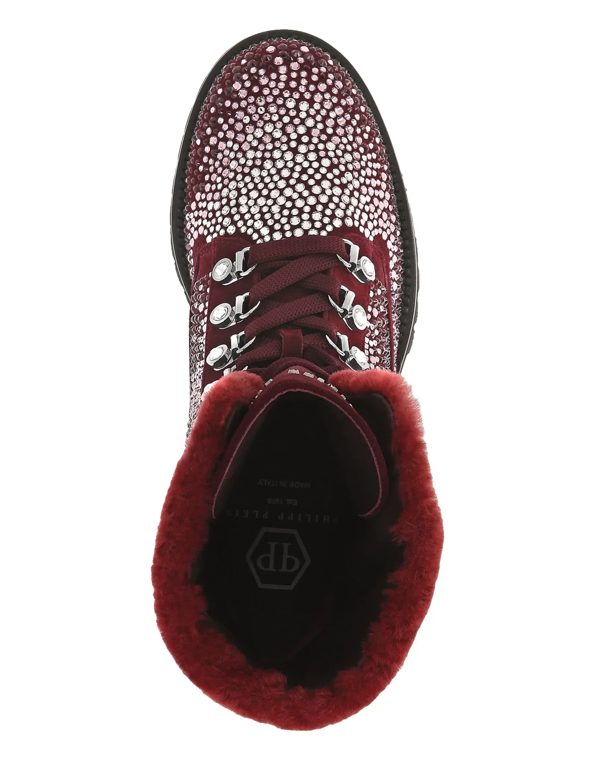 Boots Mid Flat Crystal, цвет: Красный