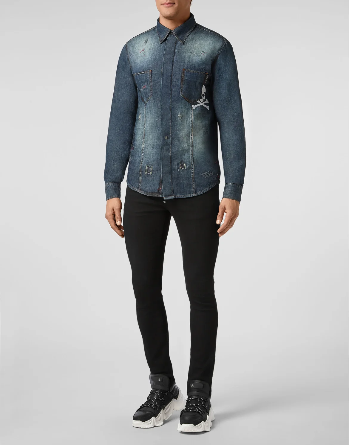 Denim Shirt Ls  Skull, цвет: Синий