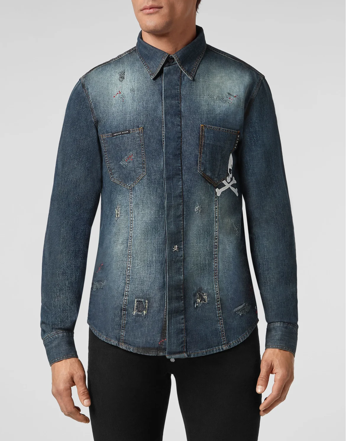 Denim Shirt Ls  Skull, цвет: Синий