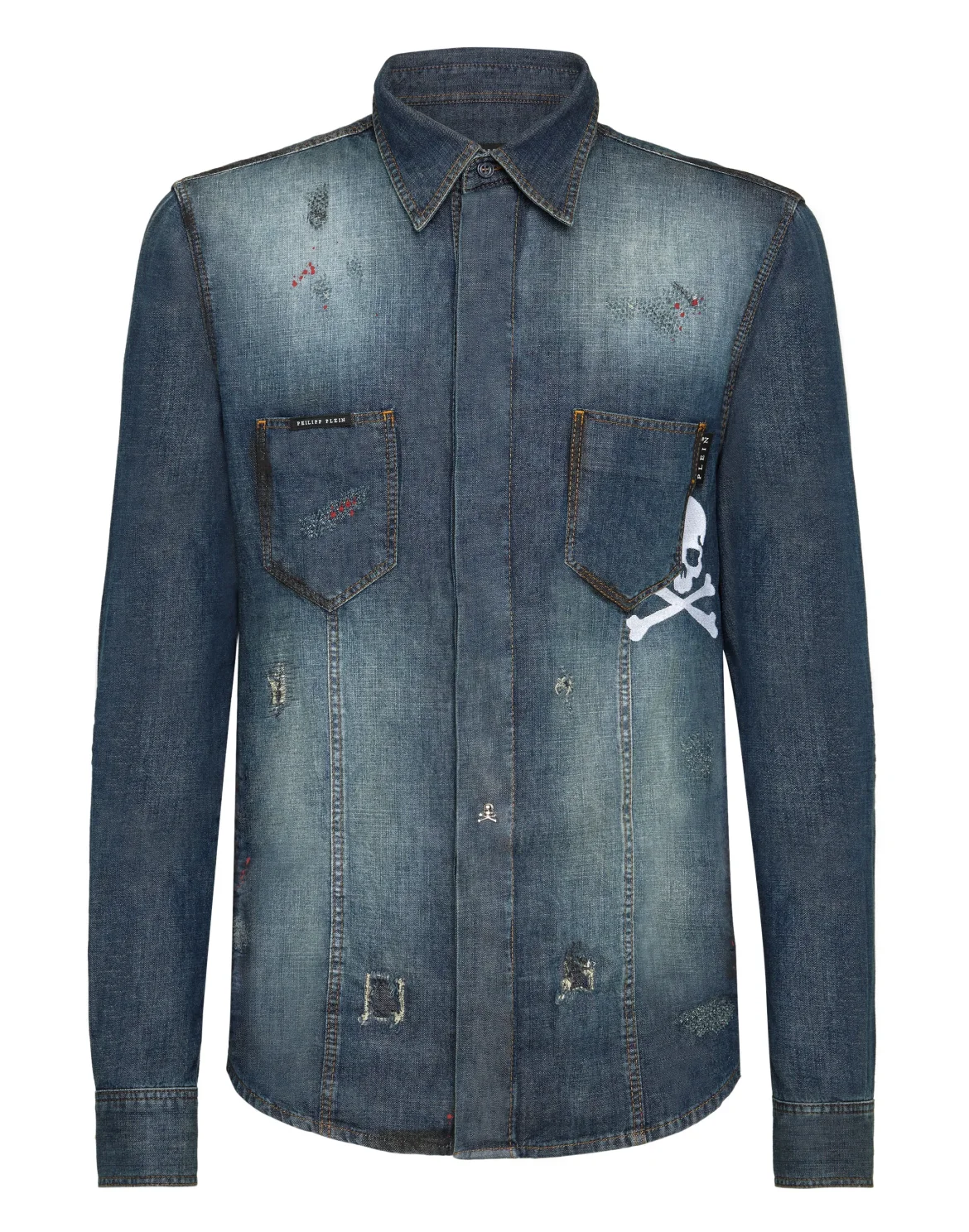 Denim Shirt Ls  Skull, цвет: Синий