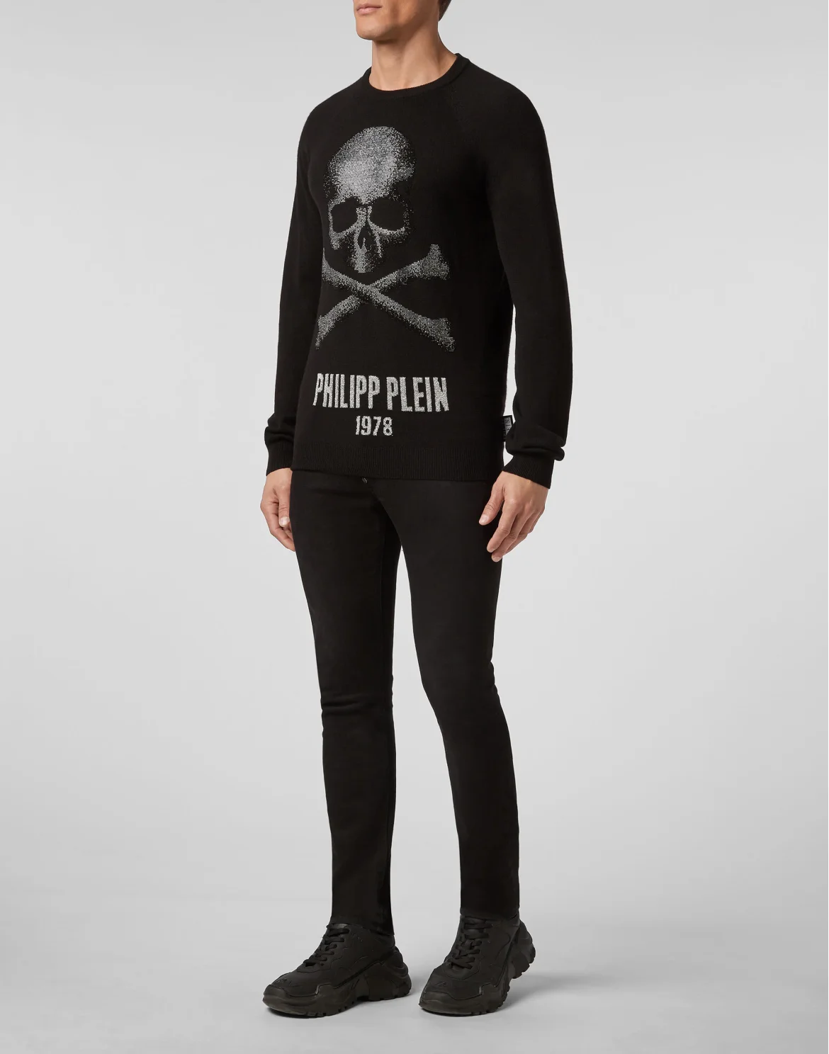 Pullover Round Neck LS Skull, цвет: Черный