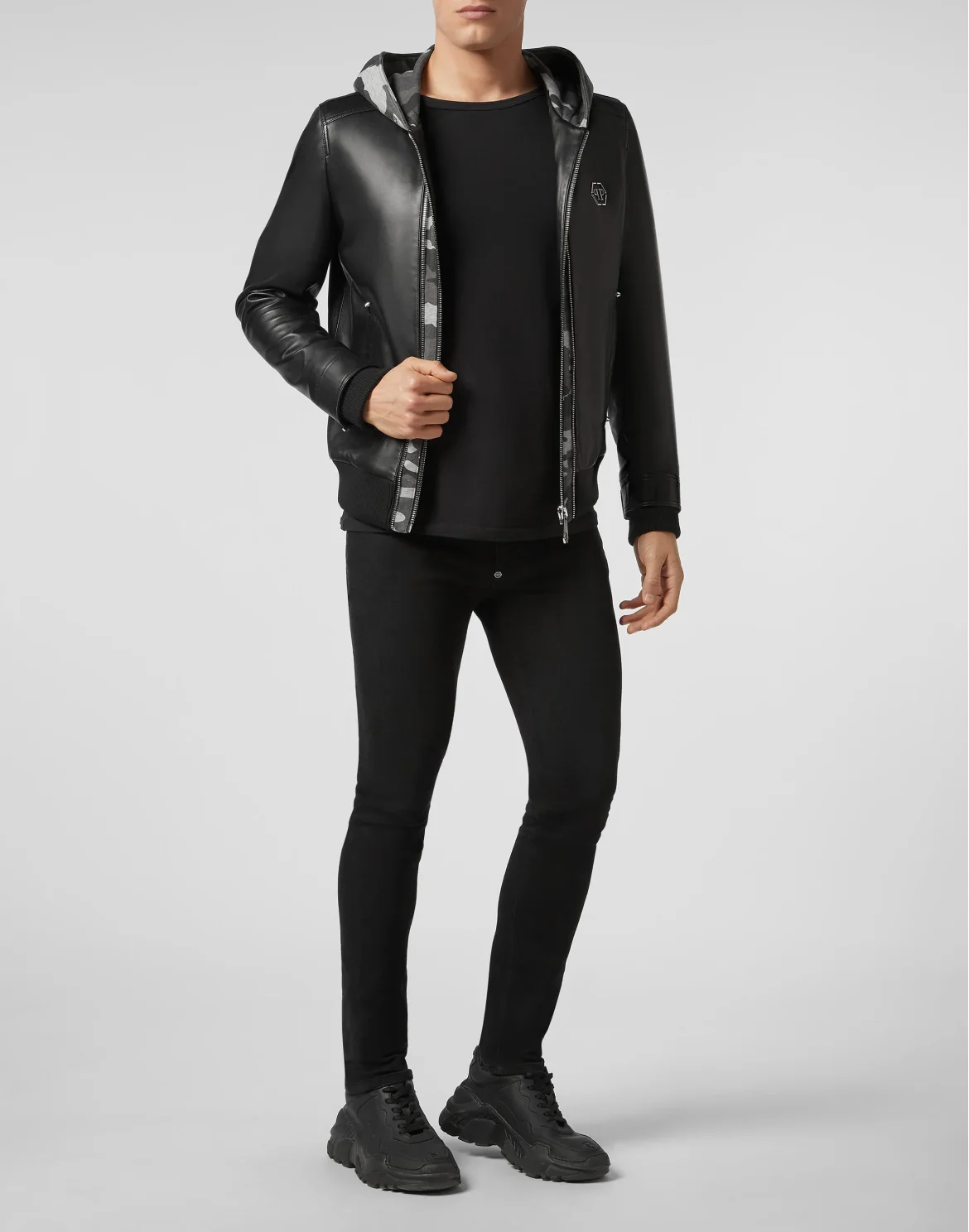 Leather Bomber Statement, цвет: Черный