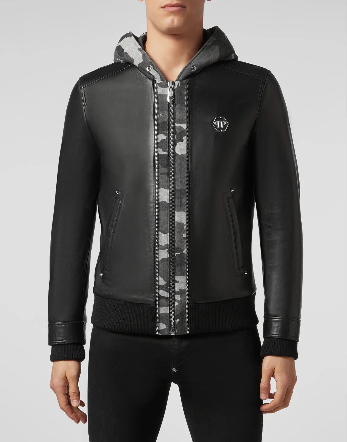 Leather Bomber Statement, цвет: Черный