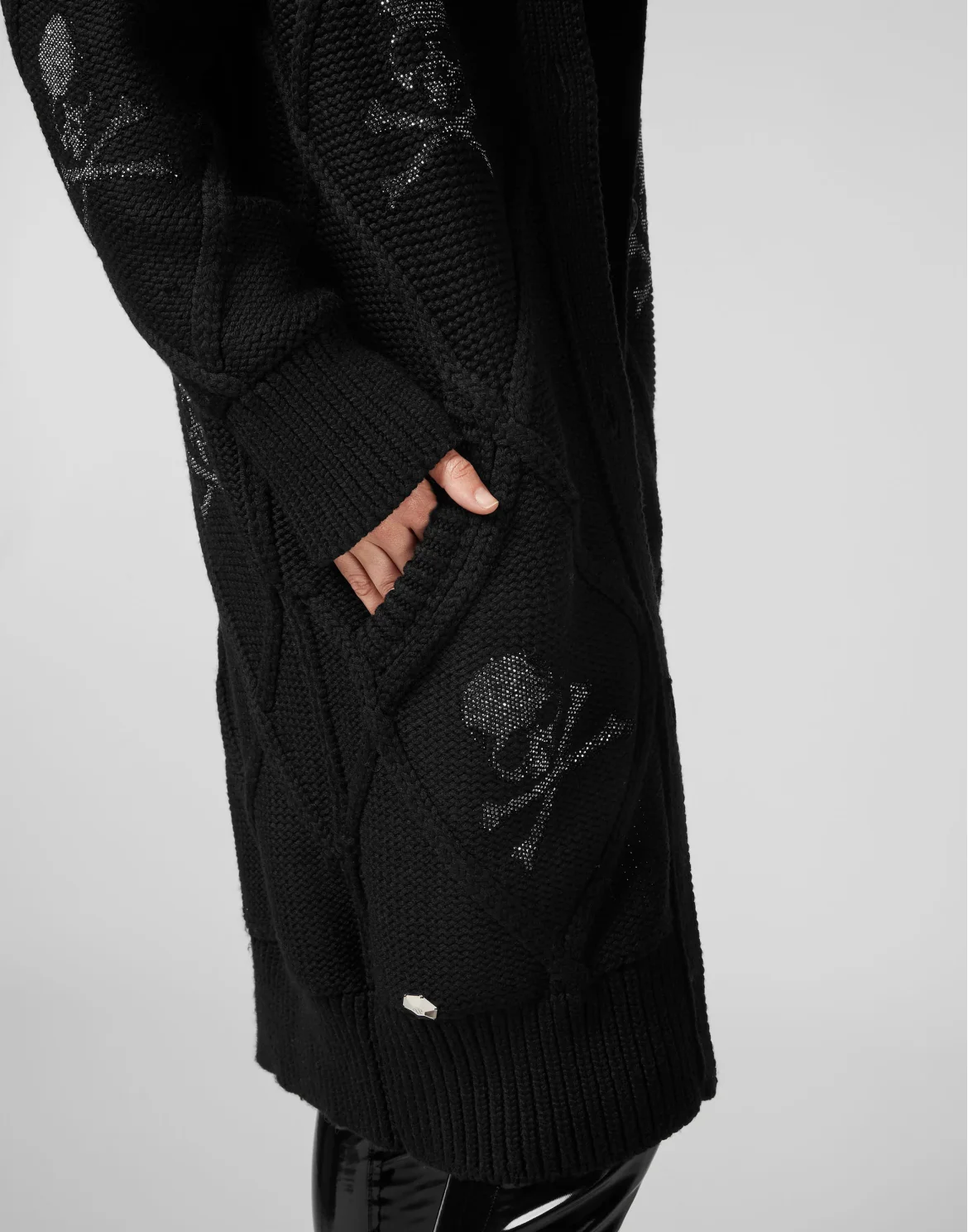 Knit hoodie Skull, цвет: Черный