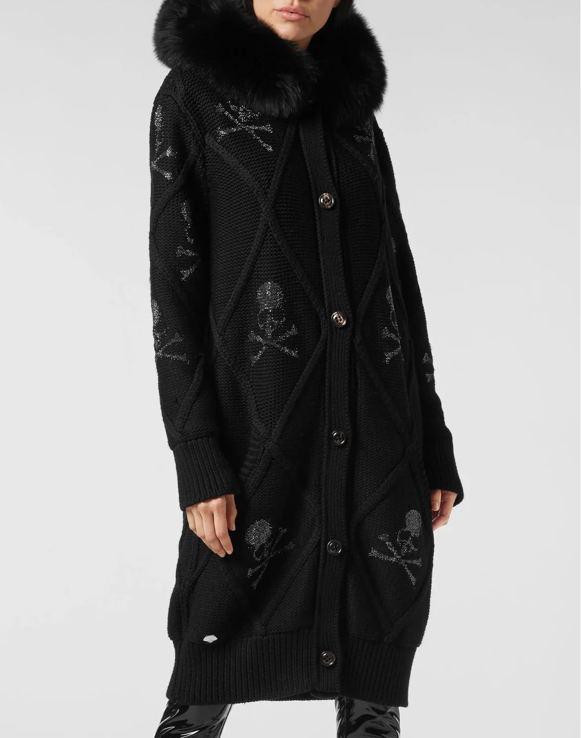 Knit hoodie Skull, цвет: Черный