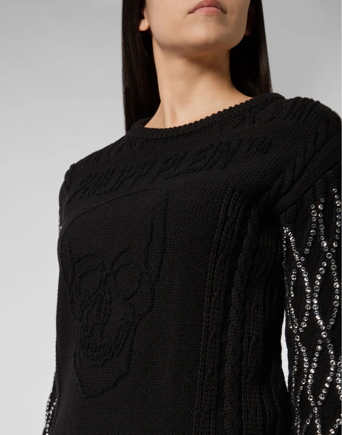 Pullover Round Neck SS Skull, цвет: Черный
