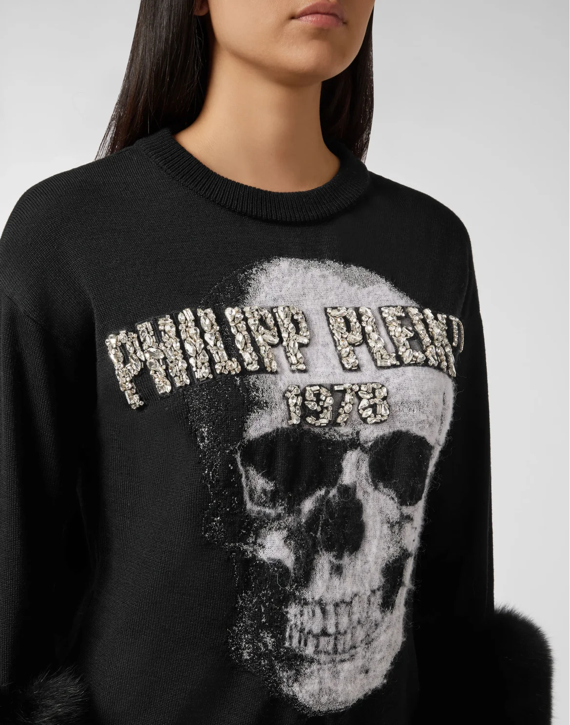 Pullover Round Neck SS Skull, цвет: Черный