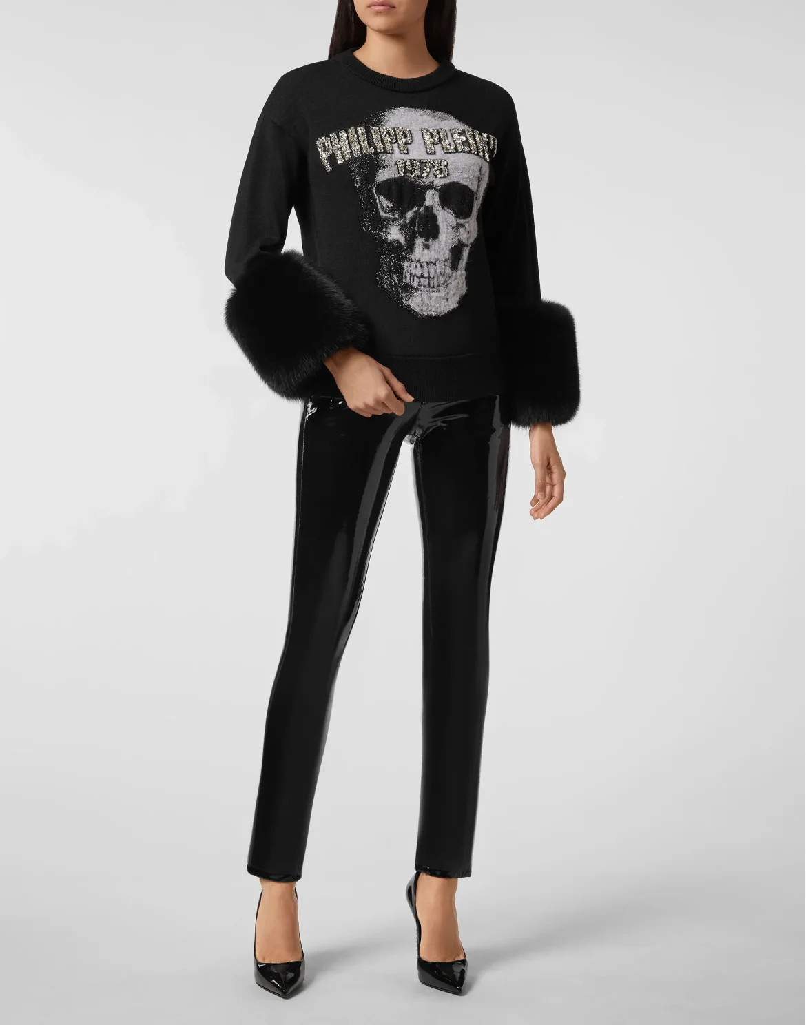 Pullover Round Neck SS Skull, цвет: Черный