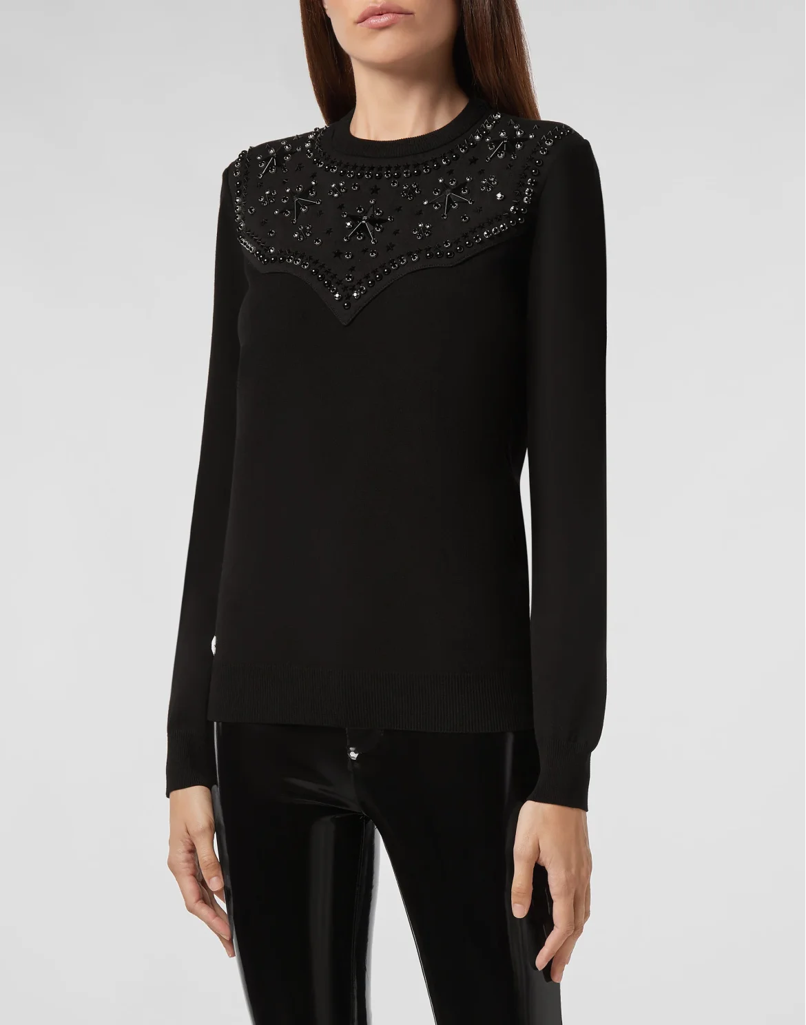 Pullover Round Neck SS Stars, цвет: Черный