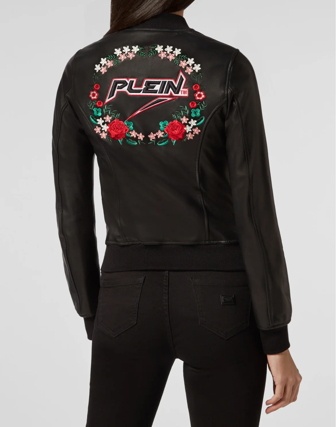 Leather Bomber Space Plein, цвет: Черный