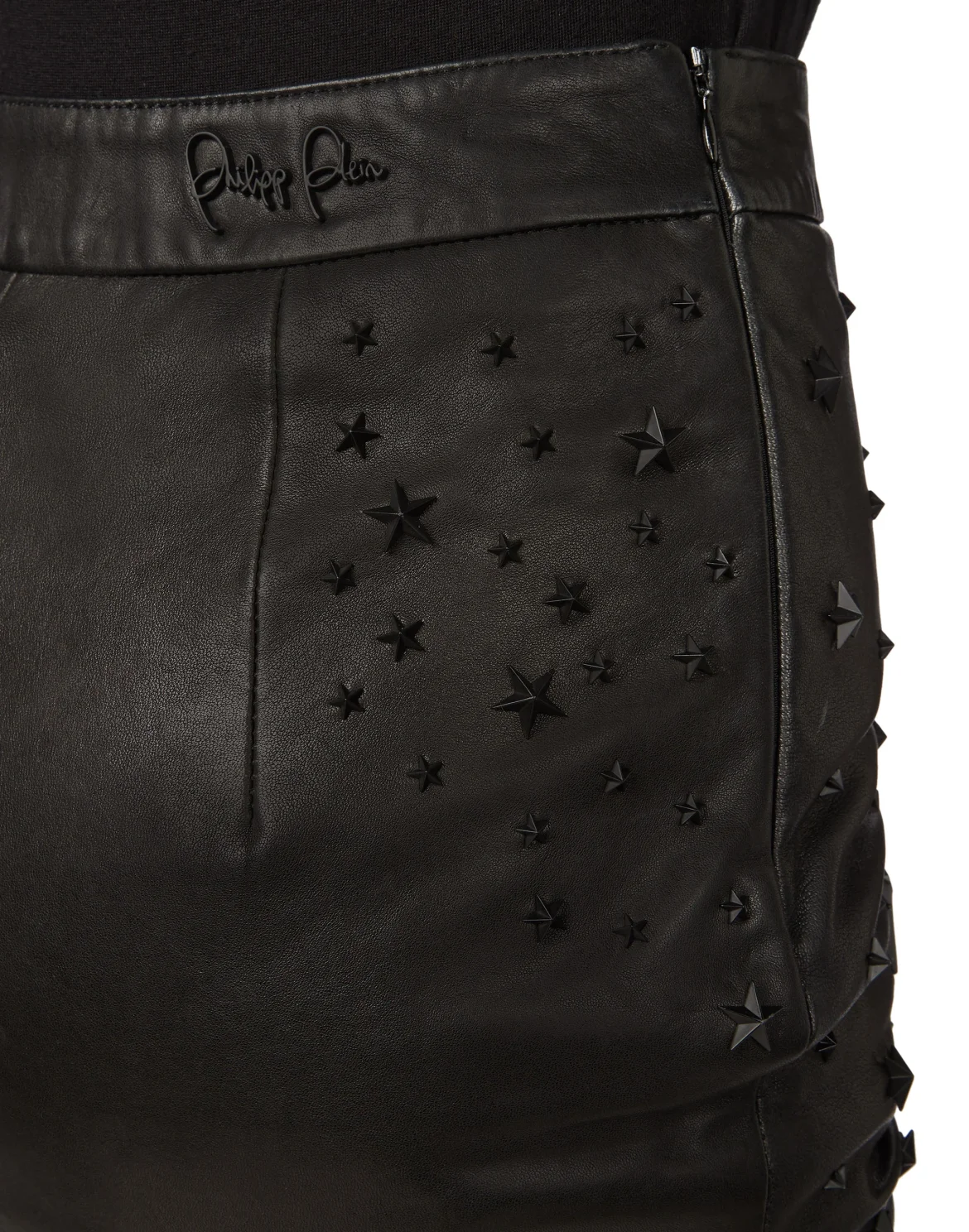 Leather Skirt Short Studs, цвет: Черный