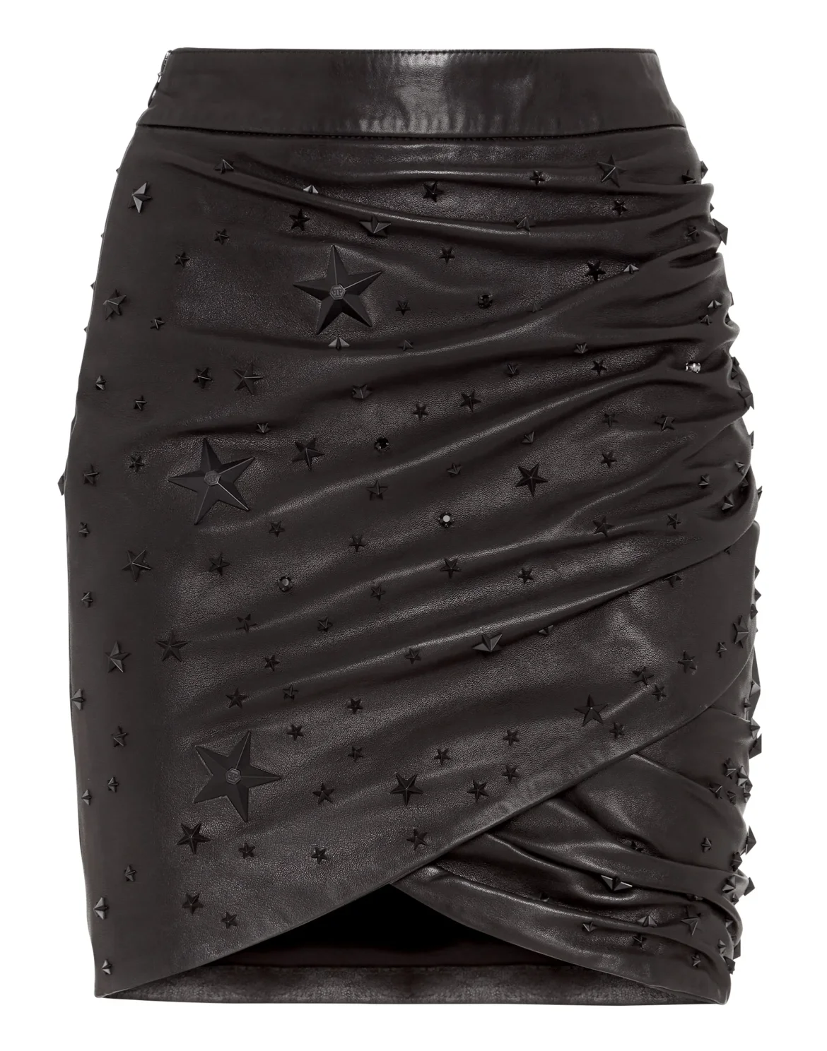 Leather Skirt Short Studs, цвет: Черный