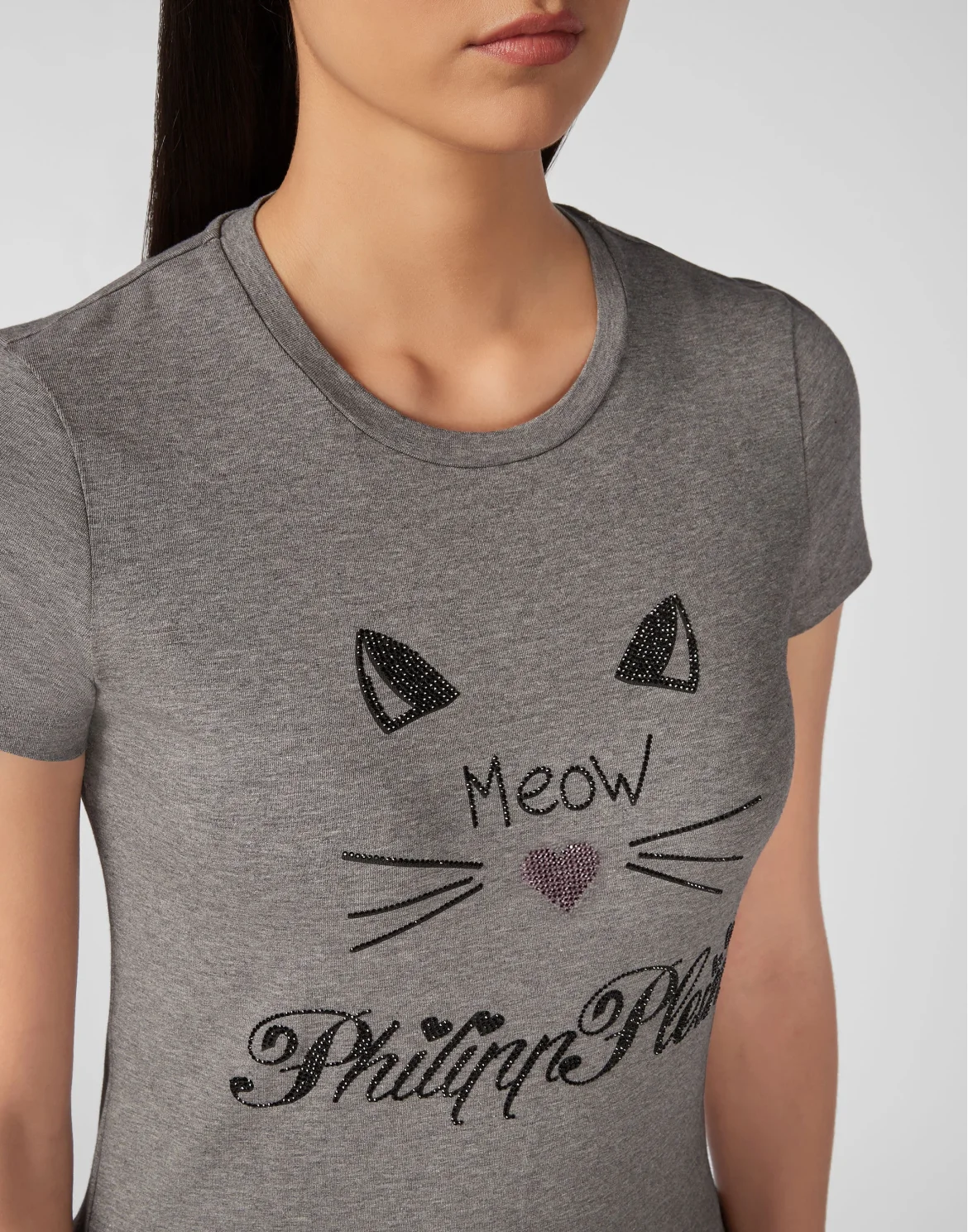 T-shirt Round Neck SS Crystal Plein, цвет: Серый