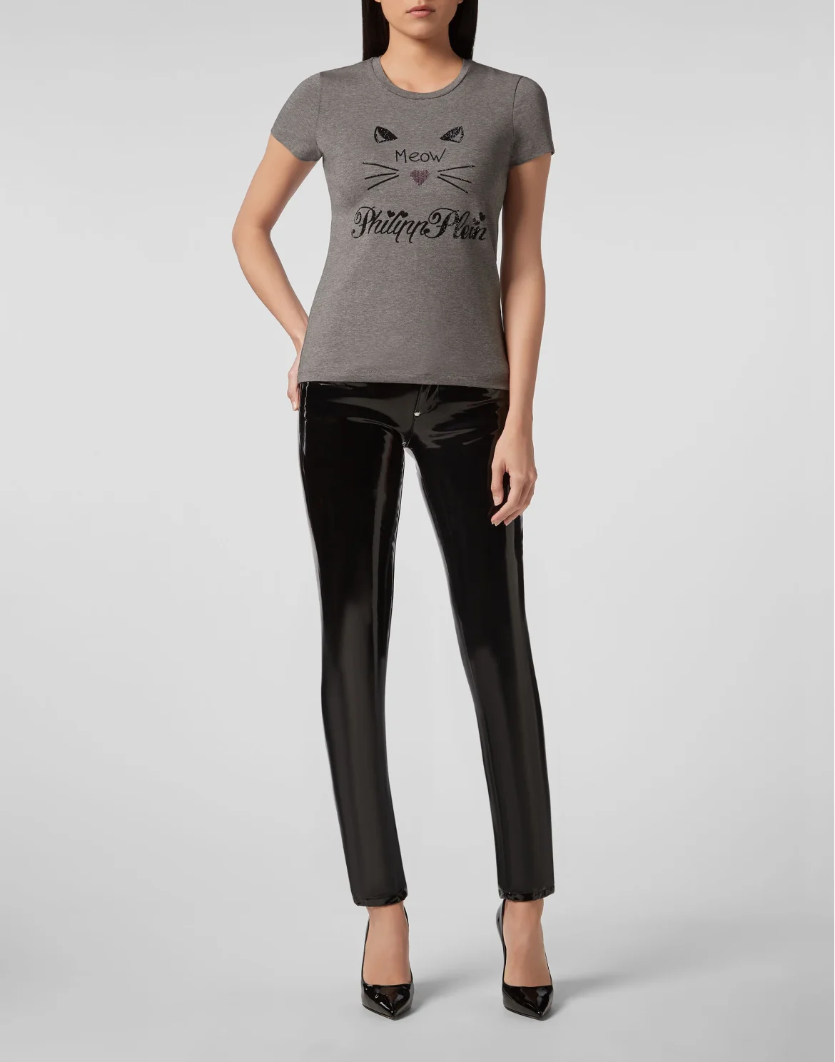 T-shirt Round Neck SS Crystal Plein, цвет: Серый