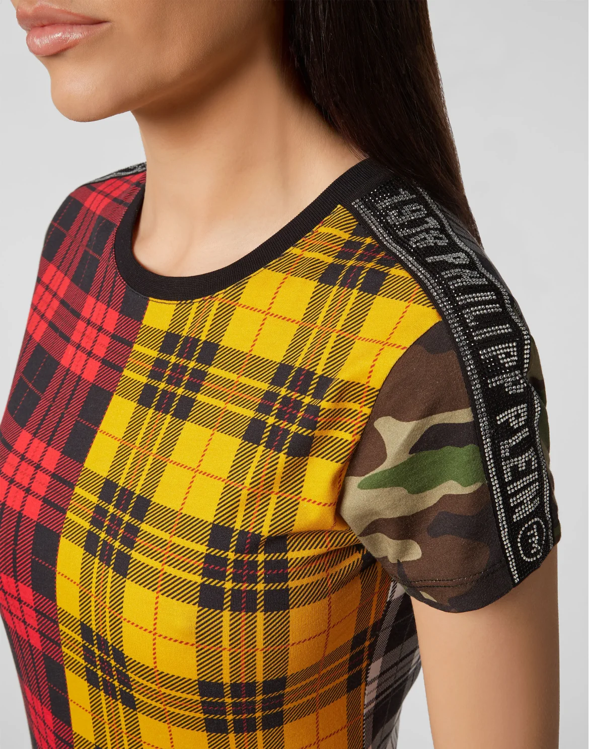 T-shirt Round Neck SS Tartan, цвет: Мультиколор
