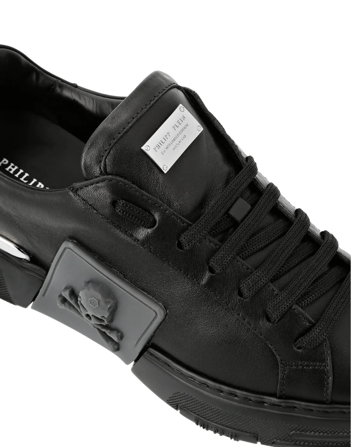 LO-TOP SNEAKERS PHANTOM KICK$ LEATHER SKULL, цвет: Черный