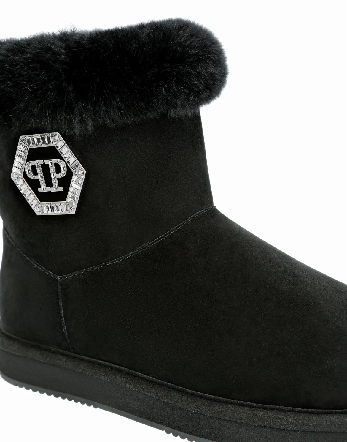 Boots Low Flat Crystal Plein, цвет: Черный