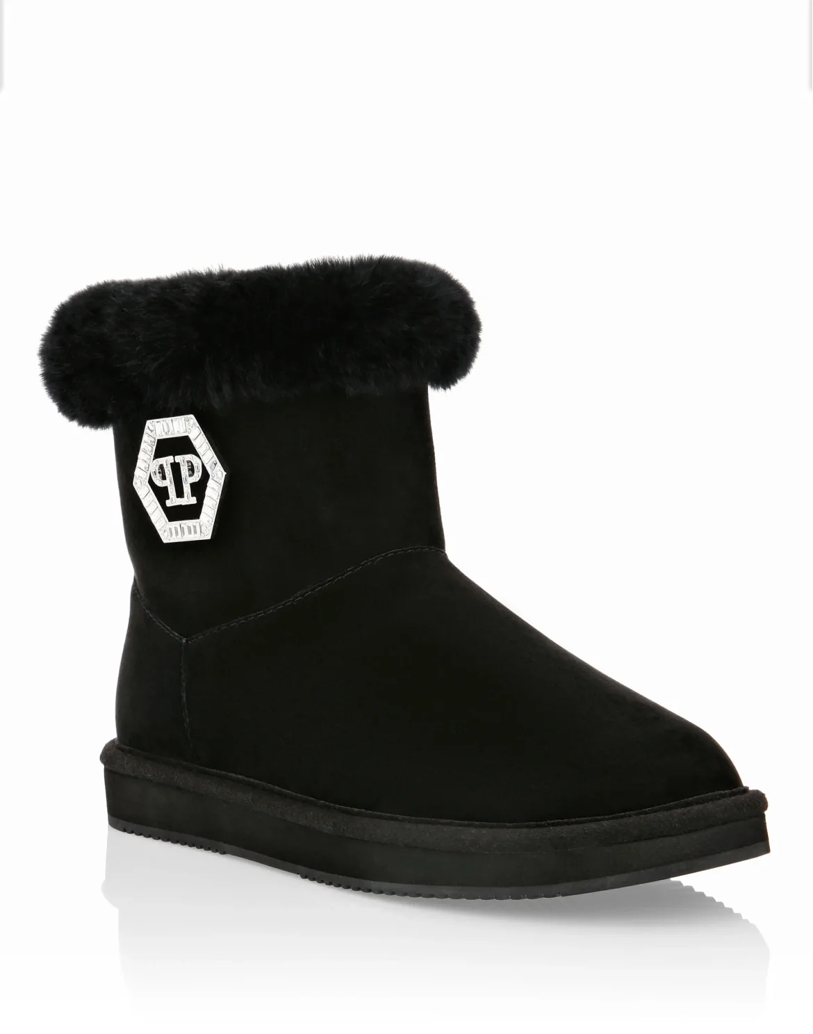 Boots Low Flat Crystal Plein, цвет: Черный