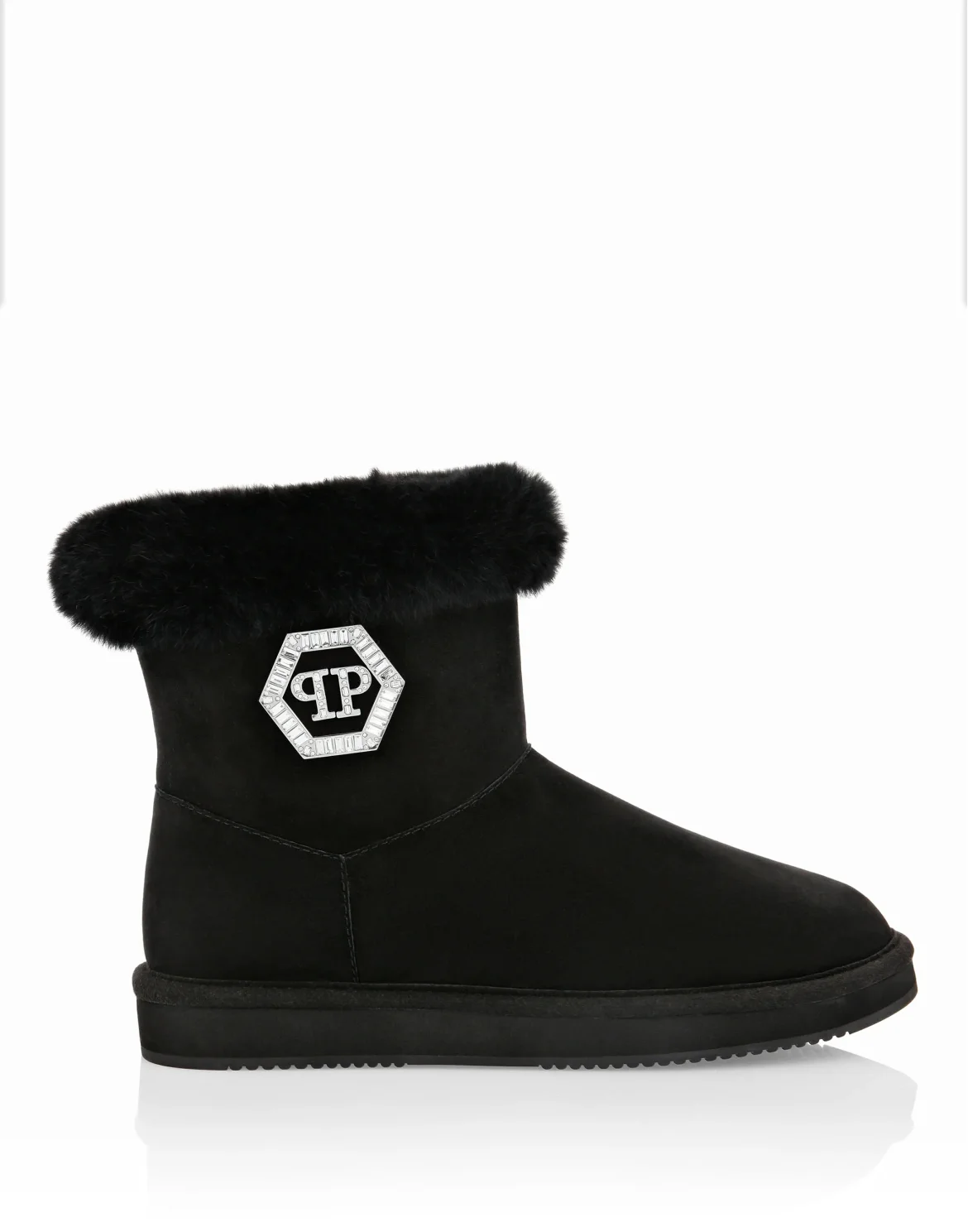 Boots Low Flat Crystal Plein, цвет: Черный