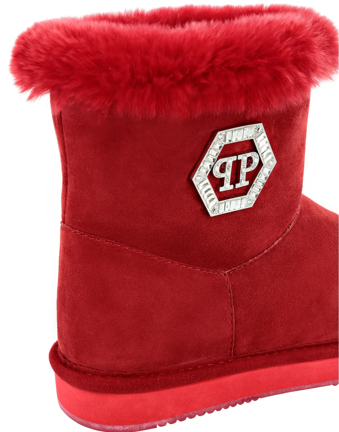 Boots Low Flat Crystal Plein, цвет: Красный