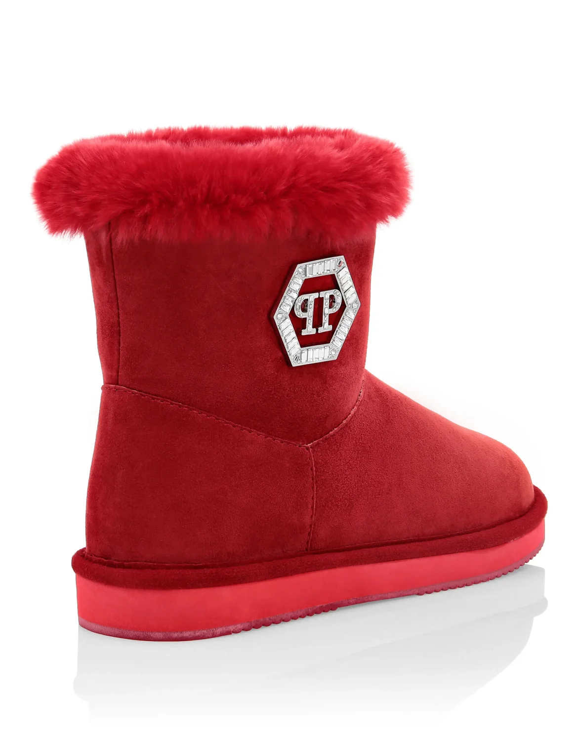 Boots Low Flat Crystal Plein, цвет: Красный