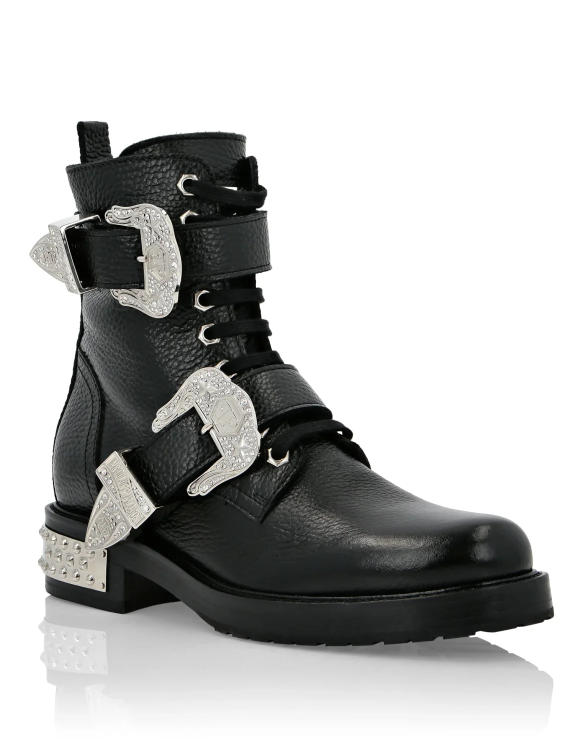 Leather Boots Low Flat Cowboy, цвет: Черный