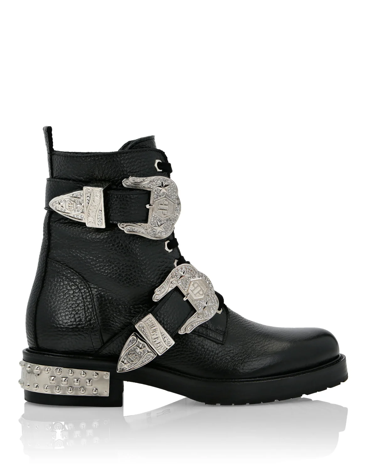 Leather Boots Low Flat Cowboy, цвет: Черный