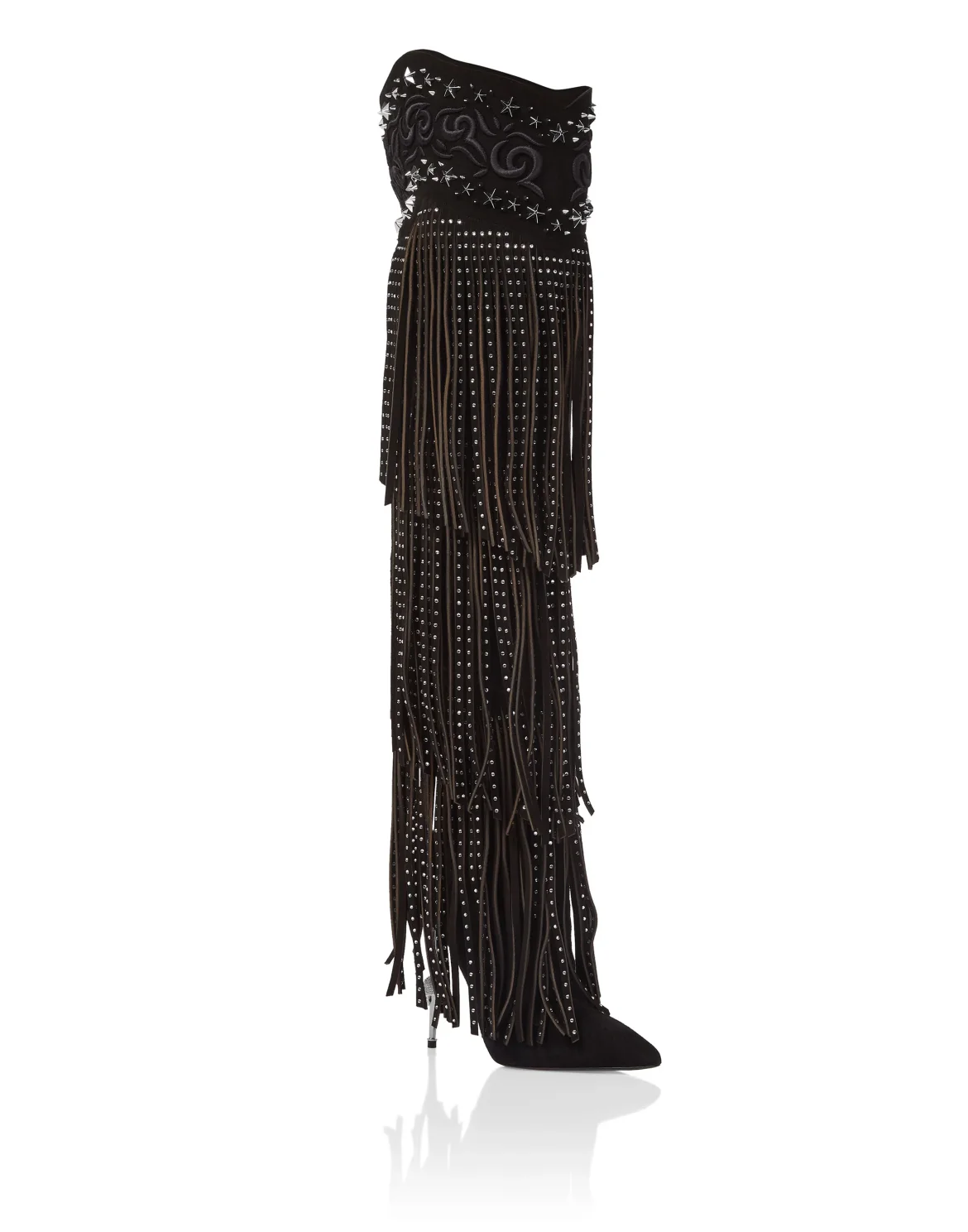 Boots High Heels High Fringe, цвет: Черный