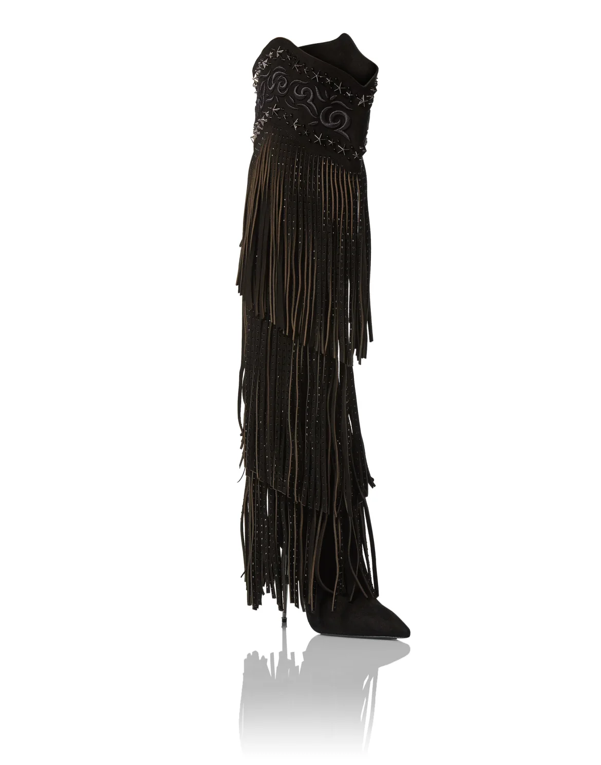 Boots High Heels High Fringe, цвет: Черный