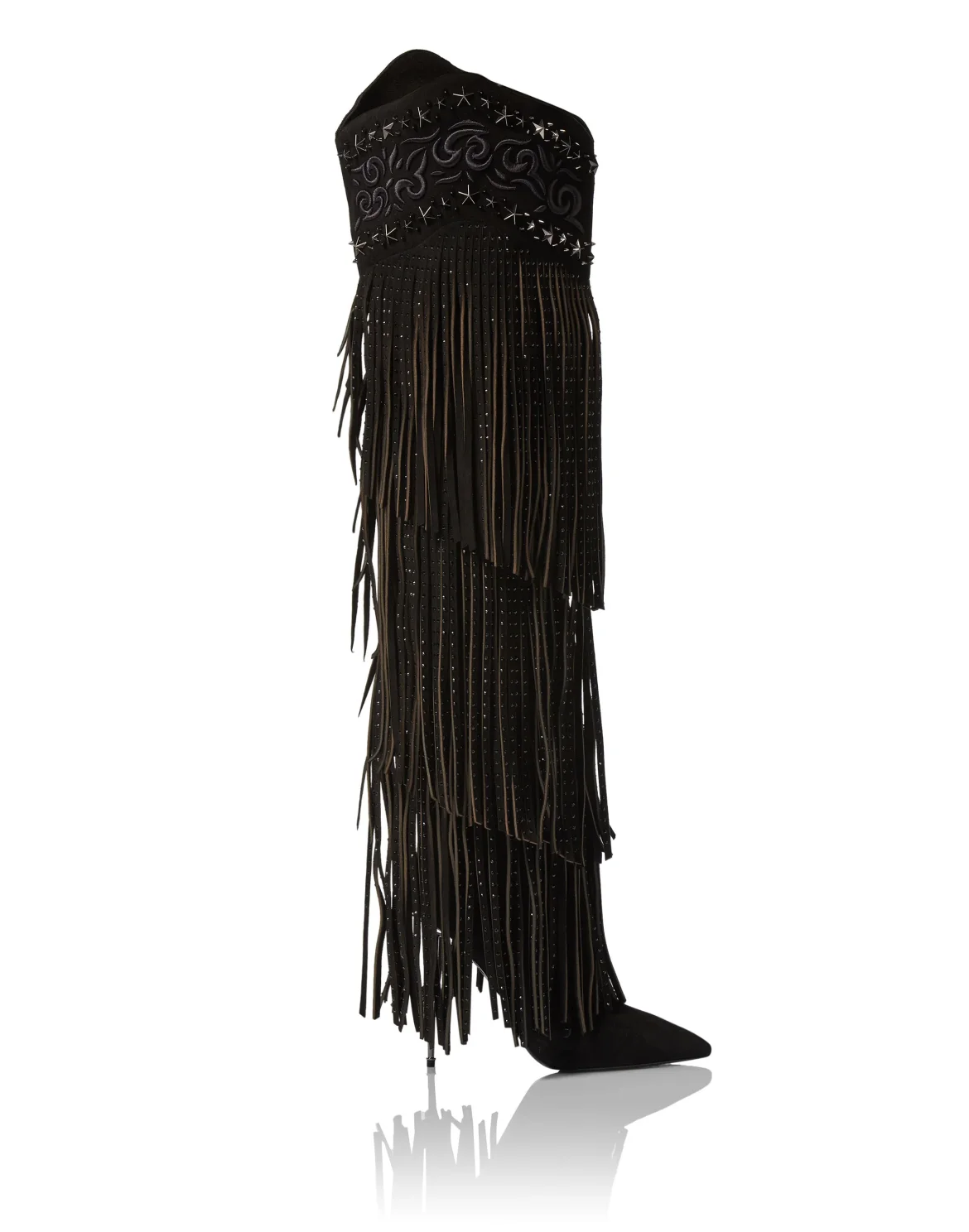 Boots High Heels High Fringe, цвет: Черный