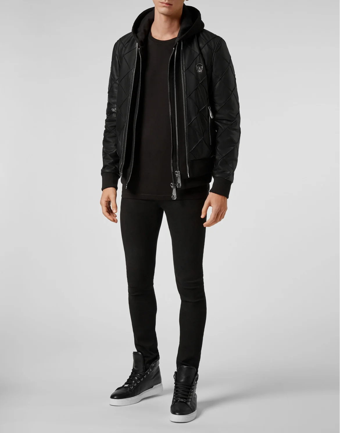 Leather Bomber Philipp Plein TM, цвет: Черный