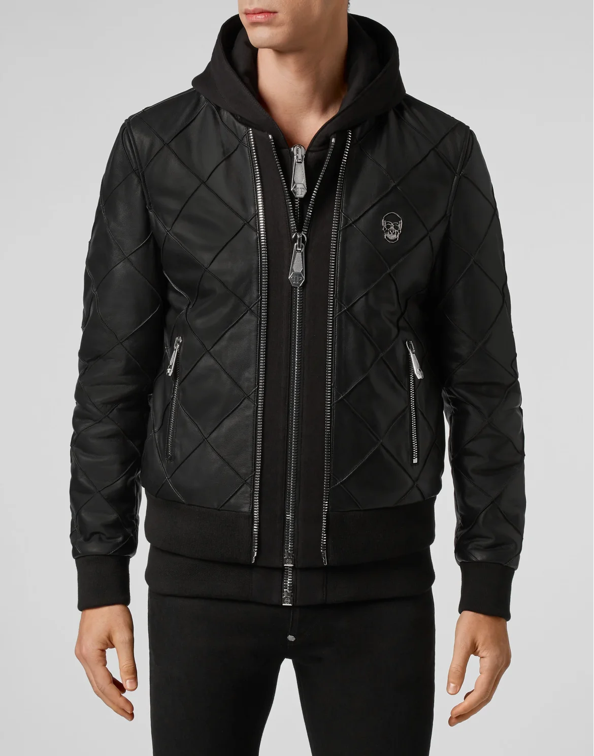 Leather Bomber Philipp Plein TM, цвет: Черный