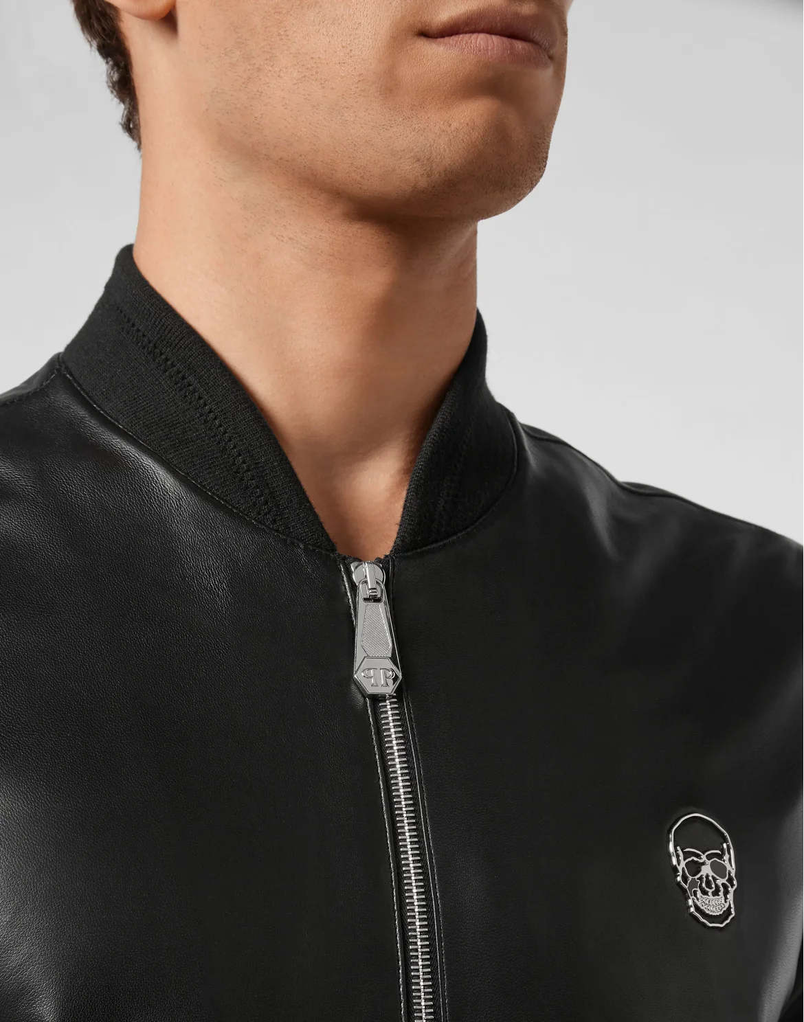 Leather Bomber Skull, цвет: Черный