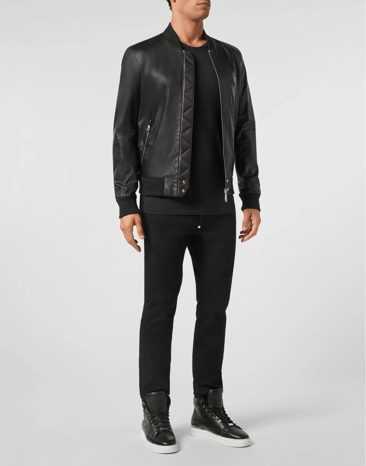Leather Bomber Skull, цвет: Черный