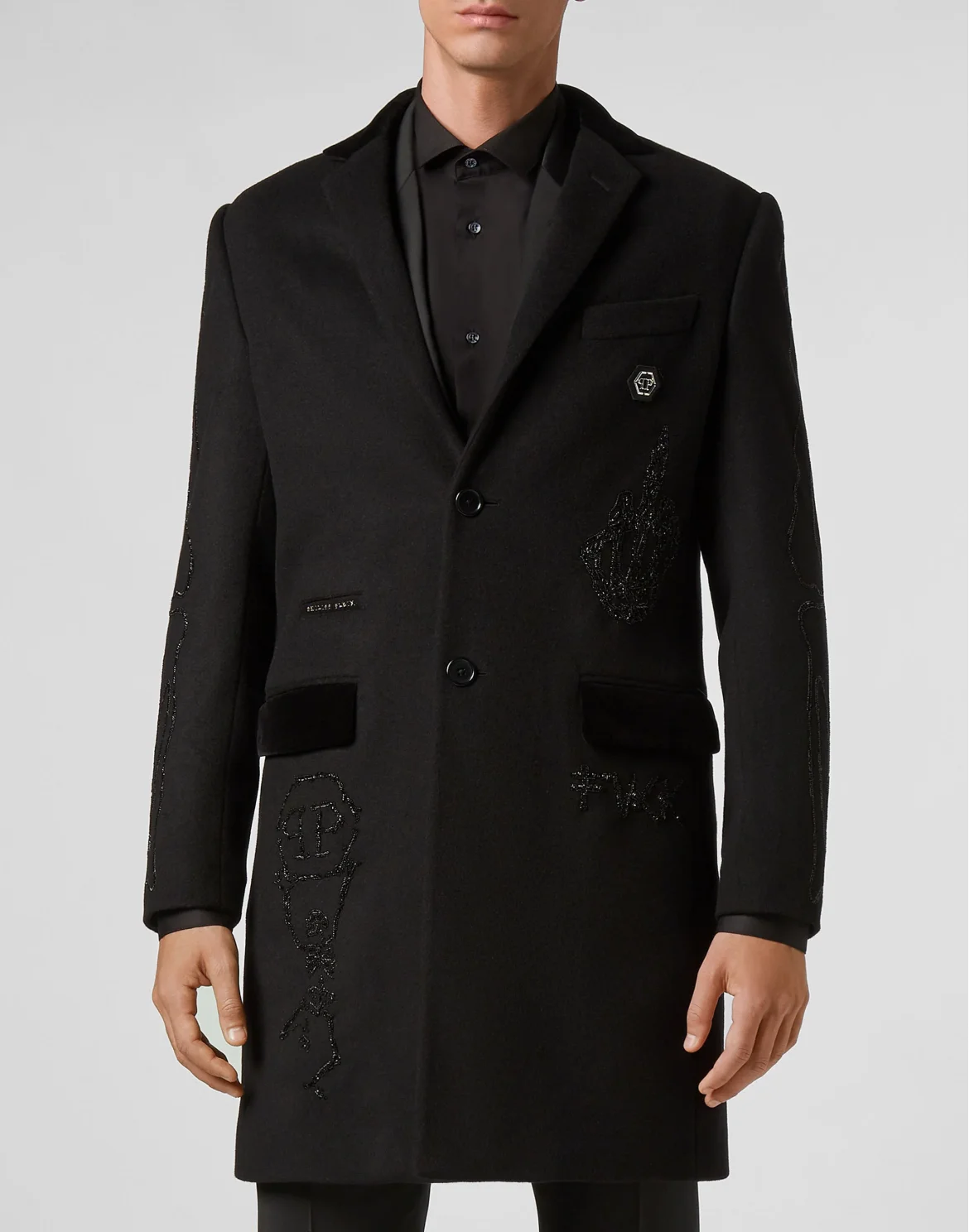 Coat Long Skeleton, цвет: Черный