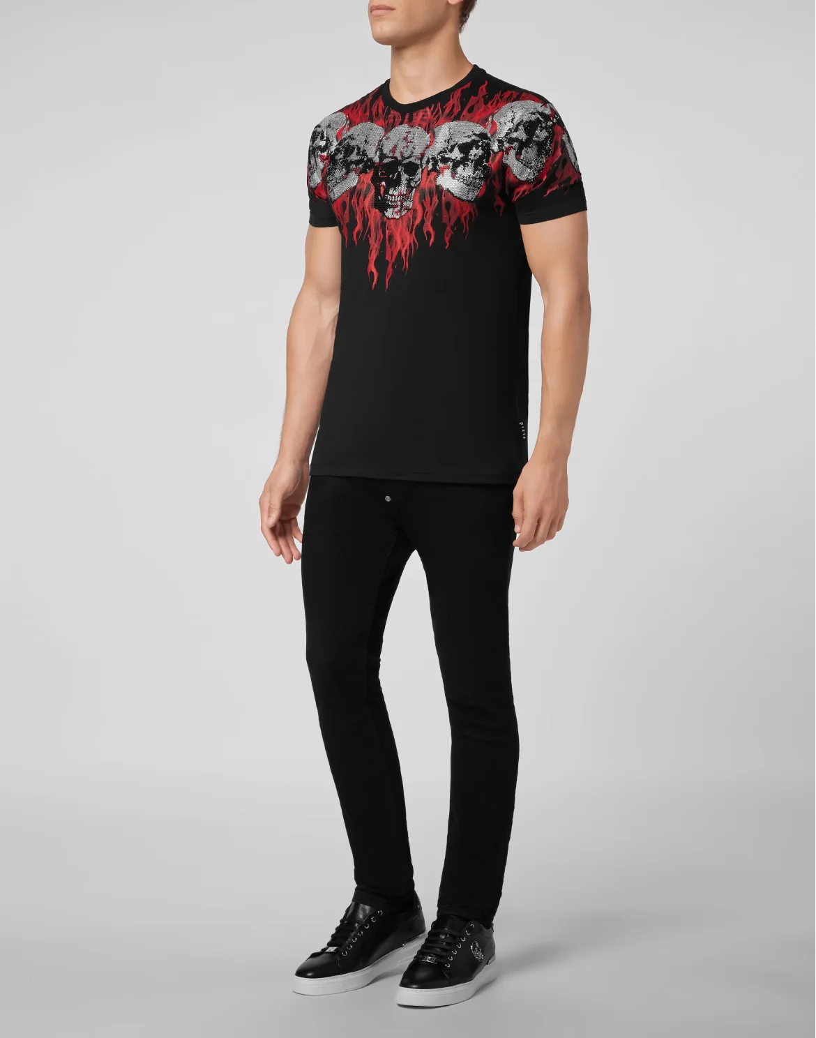 T-shirt Round Neck SS Skull on fire, цвет: Черный