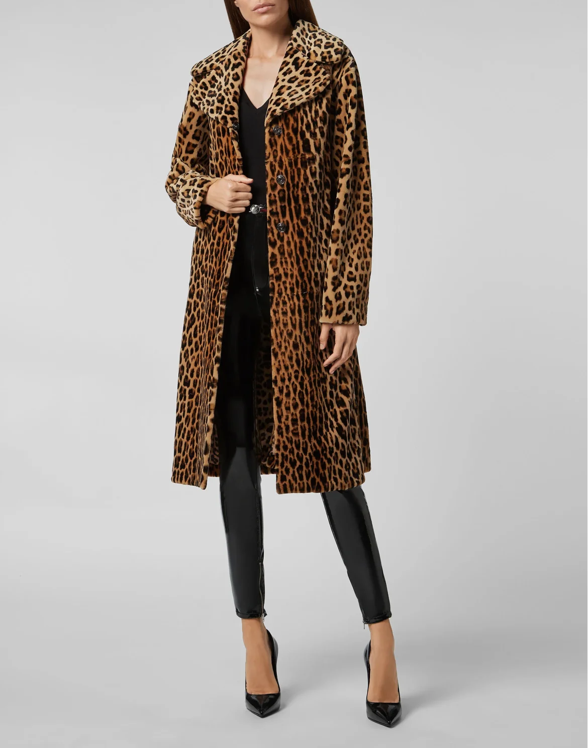 Leopard Intarsia Mink Coat, цвет: Леопард