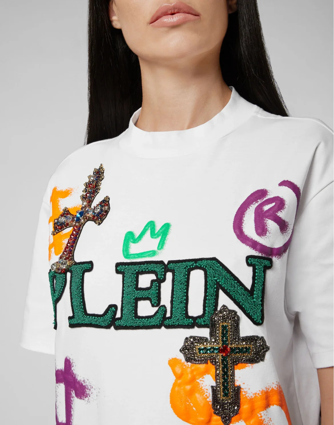 T-shirt Round Neck SS Baroque cross, цвет: Белый