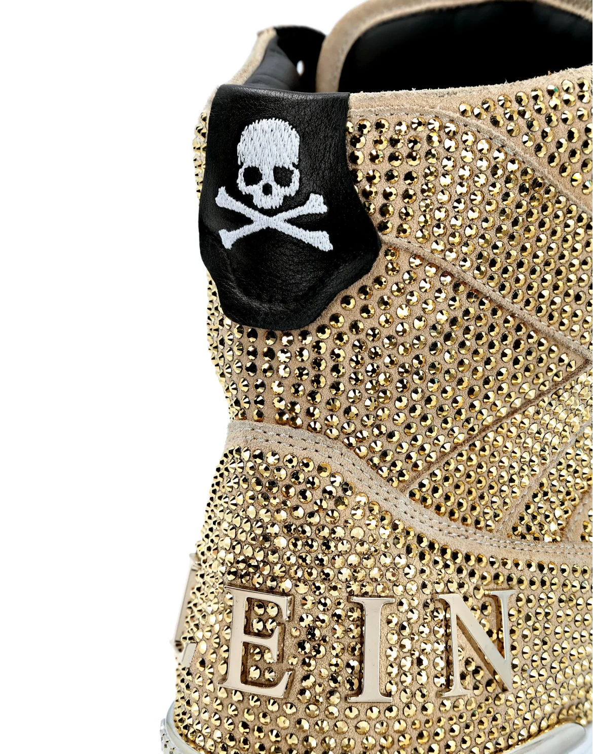 HI-TOP SNEAKERS MONEY KICK$ SUEDE GOLD SKULL, цвет: Золотой